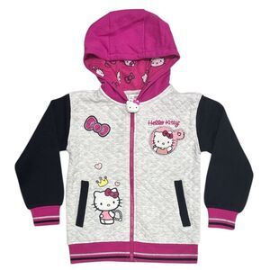 Licensed Girl's Character Full Zip Lightweight Hoodie with Pockets - Hello Kitty